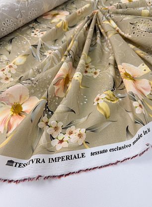 Шитье (н) цветочный рисунок на бежевом - в интернет-магазине тканей Тессутидея арт. 01-8046