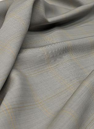 Костюмная стрейч (н) желтая клетка на светло-серой елочке - в интернет-магазине тканей Тессутидея арт. 05-4333