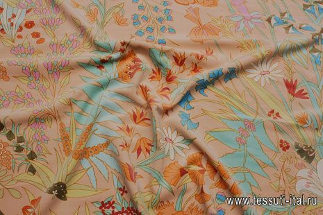 Бархат (н) цветочный рисунок на светло-розовом - итальянские ткани Тессутидея арт. 01-7173