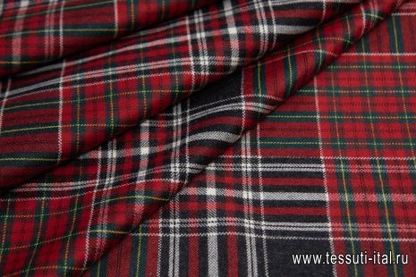 Костюмная (н) красно-черно-зеленая клетка в стиле шотландка  - итальянские ткани Тессутидея арт. 05-3901