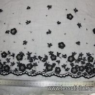 Аппликация черная ручная вышивка Blumarine - итальянские ткани Тессутидея арт. F-1292