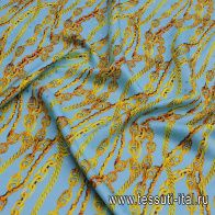 Шелк дама (н) золотые цепи и горох на бирюзовом - итальянские ткани Тессутидея арт. 10-3396