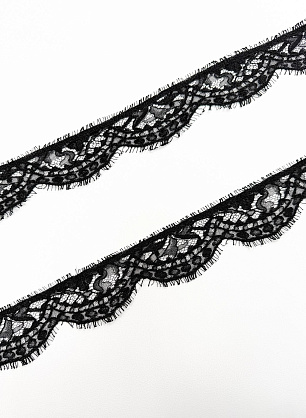 Кружево (о) черное ш-6см - итальянские ткани Тессутидея.