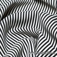 Плательная стрейч (н) черно-белая полоска - итальянские ткани Тессутидея арт. 17-0821