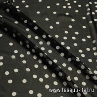 Шифон (н) белый горох на черном - итальянские ткани Тессутидея арт. 03-7425