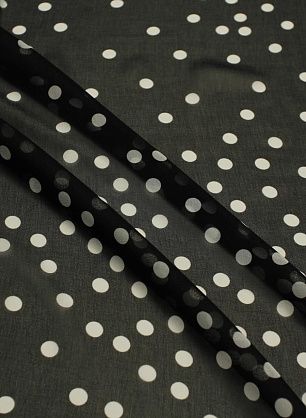 Шифон (н) белый горох на черном - в интернет-магазине тканей Тессутидея арт. 03-7425