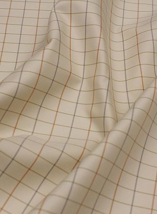 Хлопок для тренча дабл с водоотталкивающим покрытием (н) клетка на бежевом/коричневый - в интернет-магазине тканей Тессутидея арт. 01-7282