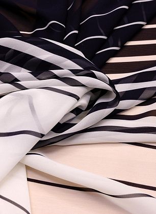 Шифон (н) черно-белая полоска - в интернет-магазине тканей Тессутидея арт. 02-8352