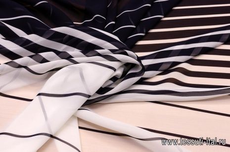 Шифон (н) черно-белая полоска - итальянские ткани Тессутидея арт. 02-8352