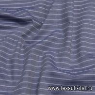 Сорочечная стрейч (н) серо-белая полоска на синем - итальянские ткани Тессутидея арт. 01-6201
