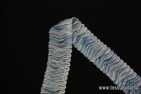 Тесьма бахрома бело-голубая ш-3см - итальянские ткани Тессутидея арт. 03-3563