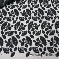 Кружевное полотно на сетке (о) черное в стиле Scervino - итальянские ткани Тессутидея арт. 03-6519