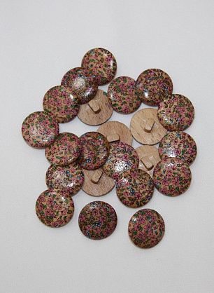 Пуговица на ножке деревянная с цветочным орнаментом d-20mm Roberto Cavalli - в интернет-магазине тканей Тессутидея арт. F-2426