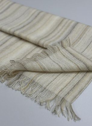 Кашемир купон-палантин бежево-молочная полоска 170*50см - в интернет-магазине тканей Тессутидея арт. F-6489