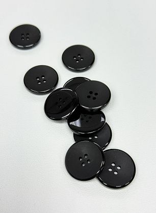Пуговица пластик 4 прокола d-28мм черная - итальянские ткани Тессутидея.