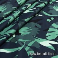 Хлопок (н) зеленая растительная абстракция на темно-синем - итальянские ткани Тессутидея арт. 01-5733