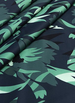 Хлопок (н) зеленая растительная абстракция на темно-синем - в интернет-магазине тканей Тессутидея арт. 01-5733