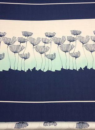 Плательная купон (0,97м) (н) синий цветочный орнамент на бело-синем - в интернет-магазине тканей Тессутидея арт. 03-4528