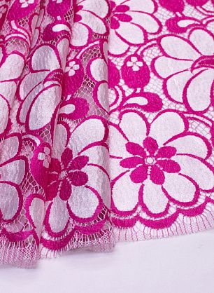 Кружевное полотно (н) бело-розовое Solstiss - в интернет-магазине тканей Тессутидея арт. 03-5993