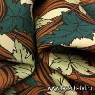 Шелк матовый (н) растительный орнамент на светло-бежевом - итальянские ткани Тессутидея арт. 02-7975