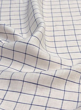 Лен (н) сине-белая клетка - в интернет-магазине тканей Тессутидея арт. 16-0564