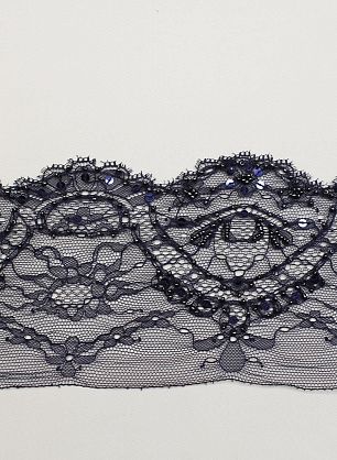 Кружево Solstiss расшитое стеклярусом и пайетками (о) темно-синее ш-12см - в интернет-магазине тканей Тессутидея арт. 03-7102