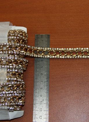 Цепь (о) золотая со стразами крупное звено - в интернет-магазине тканей Тессутидея арт. F-2025