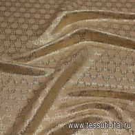Шифон с люрексом (н) бежево-золотой - итальянские ткани Тессутидея арт. 10-3286