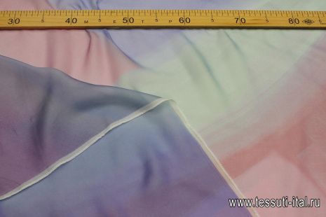 Шифон (н) мятно-розово-фиолетовое деграде - итальянские ткани Тессутидея арт. 10-3597