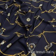 Плательная (н) цепи и звезды на темно-синем - итальянские ткани Тессутидея арт. 03-6198
