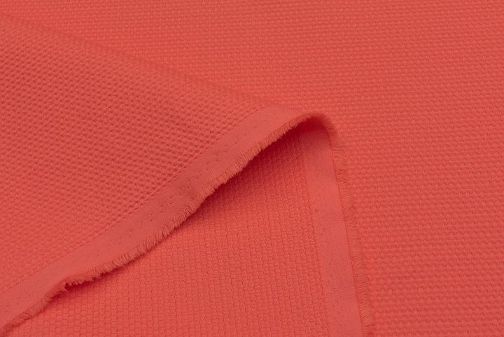Хлопок стрейч фактурный (о) коралловый - итальянские ткани Тессутидея арт. 01-7092
