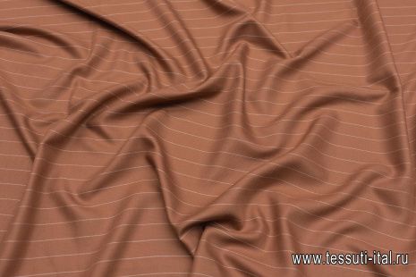 Плательная (н) коричнево-белая полоска - итальянские ткани Тессутидея арт. 03-6775