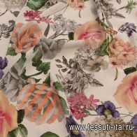 Крепдешин (н) цветочный рисунок на айвори Ratti - итальянские ткани Тессутидея арт. 10-2241