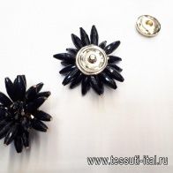 Брошь - кнопка декоративный черный цветок - итальянские ткани Тессутидея арт. F-3806