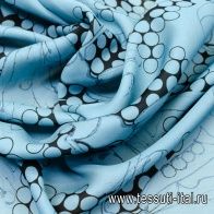 Крепжоржет (н) манекены и стилизованный горох на серо-голубом - итальянские ткани Тессутидея арт. 02-8599
