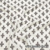 Сорочечная (н) серо-черный принт на белом - итальянские ткани Тессутидея арт. 01-7192