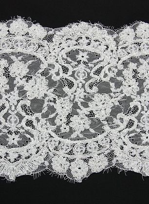 Кружево расшитое стеклярусом (о) белое ш-24см Solstiss - в интернет-магазине тканей Тессутидея арт. 03-3843