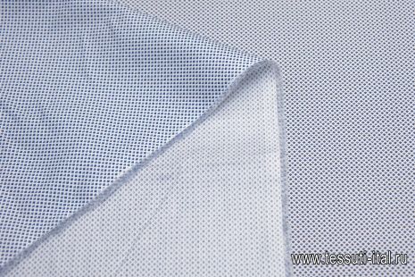 Сорочечная (н) черно-синий геометрический принт на белом - итальянские ткани Тессутидея арт. 01-6392