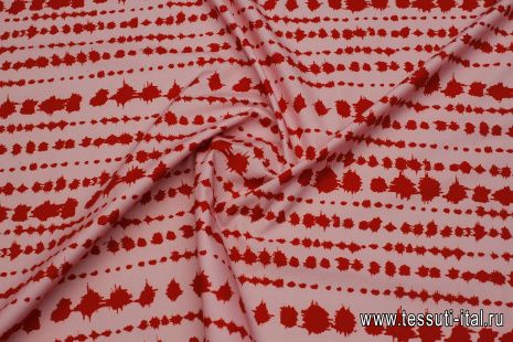Хлопок (н) красная  абстракция на розовом - итальянские ткани Тессутидея арт. 01-7408