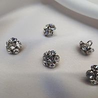 Пуговица металл серебро на ножке цветок из страз Swarovski d-14мм  - итальянские ткани Тессутидея арт. F-3880