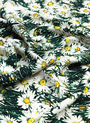 Шелк атлас (н) ромашки   - в интернет-магазине тканей Тессутидея арт. 10-1302