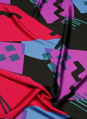 Шелк атлас (н) разноцветная геометрическая абстракция - в интернет-магазине тканей Тессутидея арт. 10-3742