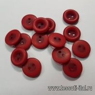 Пуговица пластик 2 прокола d-15мм красная - итальянские ткани Тессутидея арт. F-5461