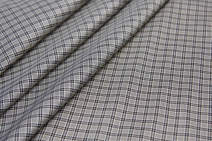 Тафта (н) черно-белая стилизованная клетка в стиле Burberry - итальянские ткани Тессутидея арт. 10-1673