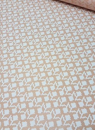 Трикотаж (н) белый орнамент на персиковом - в интернет-магазине тканей Тессутидея арт. 13-1191