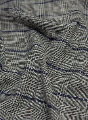 Лен (н) бежево-зелено-синяя клетка - в интернет-магазине тканей Тессутидея арт. 16-0740