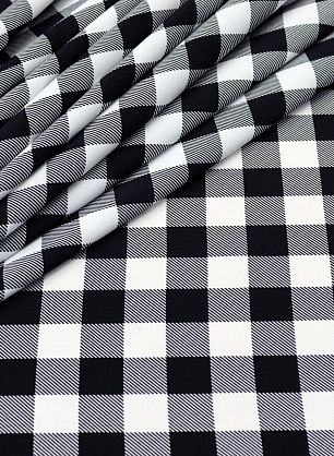 Плательная стрейч (н) черно-белая клетка - в интернет-магазине тканей Тессутидея арт. 04-1190