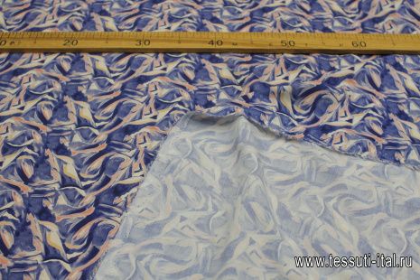 Плательная вискоза (н) сине-розовая абстракция - итальянские ткани Тессутидея арт. 04-1584
