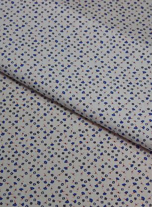 Сорочечная (н) мелкий  цветочный  и геометрический орнамент на белом ш-150см - в интернет-магазине тканей Тессутидея арт. 01-3073