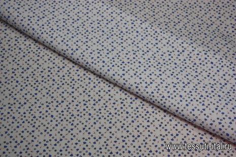 Сорочечная (н) мелкий  цветочный  и геометрический орнамент на белом ш-150см - итальянские ткани Тессутидея арт. 01-3073